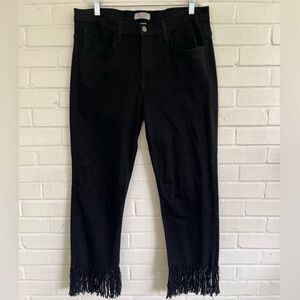 Judy Blue Jeans in Black, Ankle Cropped with Fringe SIZE XL NWOT